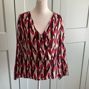 Zara printed wrap blouse sz M